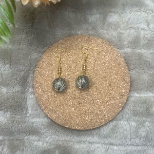 Blue Beaded Dangle Earrings